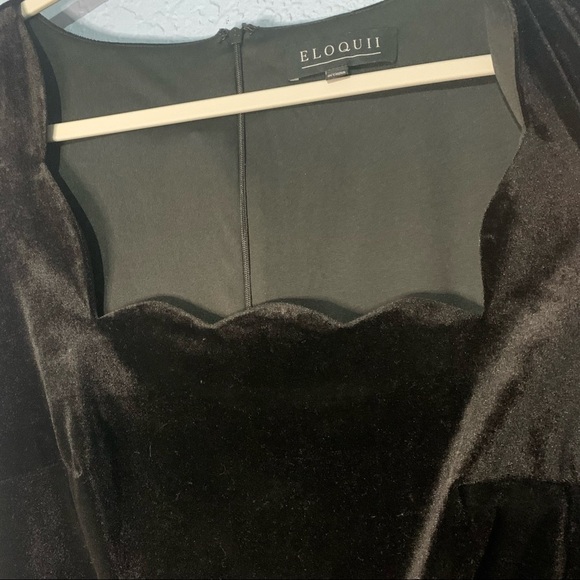 Eloquii Black Velour Lined Sheath Dress - Picture 2 of 7